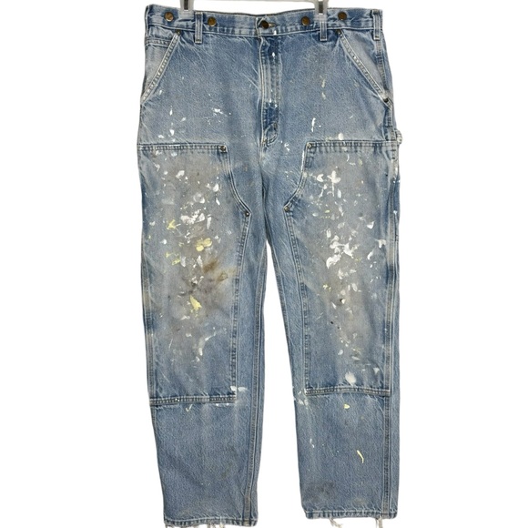 Carhartt Other - Carhartt jeans double knee dungaree vintage B07 Denim men’s size 38x32 thrashed